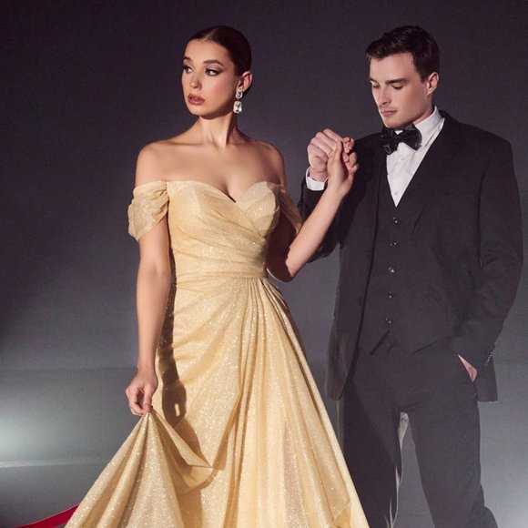 NEW LONG OFF THE SHOULDER SLEEVELESS EMBROIDERED DRESS WITH ZIPPER BACK CD878 - Picture 1 of 7